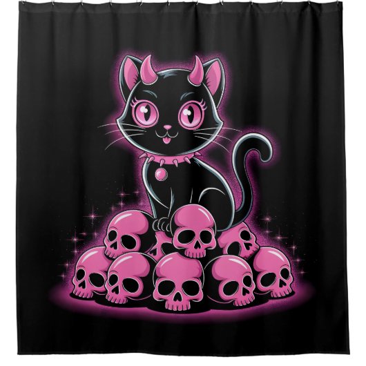 Gothic Black Cat Duschvorhang (Vorderseite)