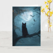 Gothic Black Cat Halloween Karte (Gelbe Blume)