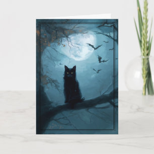 Gothic Black Cat Halloween Karte