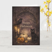 Gothic Black Cat Halloween Karte (Gelbe Blume)