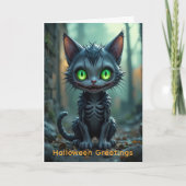Gothic Black Cat Halloween verzauberte Forest Vibe Karte (Vorderseite)