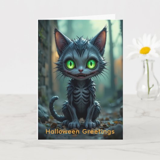Gothic Black Cat Halloween verzauberte Forest Vibe Karte (Kleine Pflanze)