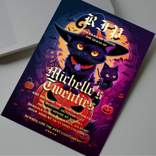 Gothic Black Cat Hexe Halloween Geburtstag Folieneinladung