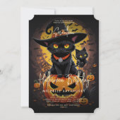 Gothic Black Cat Hexengeburt Einladung (Vorderseite)