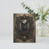 Gothic Black Cat Postkarte - Dunkle Viktorianik (Stehend Vorderseite)
