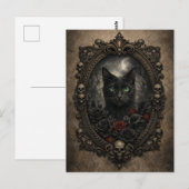 Gothic Black Cat Postkarte - Dunkle Viktorianik (Vorne/Hinten)