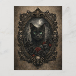 Gothic Black Cat Postkarte - Dunkle Viktorianik