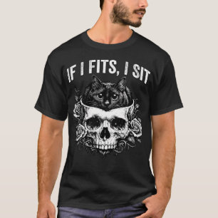 Gothic Black Cat Schädel Minimalistischer Humor We T-Shirt