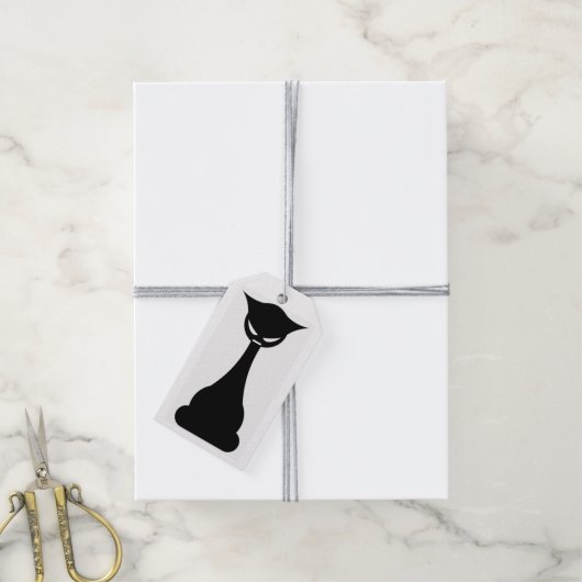 Gothic Black Cat Silhouette Geschenkanhänger (Mit Garn)