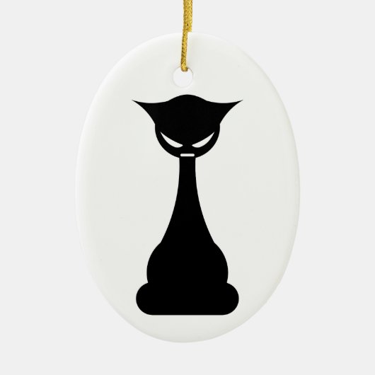 Gothic Black Cat Silhouette Keramik Ornament (Vorne)
