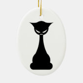 Gothic Black Cat Silhouette Keramik Ornament (Hinten)