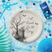 Gothic Black Cat Spooky Halloween Pappteller (Party)