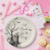 Gothic Black Cat Spooky Halloween Pappteller (Party)