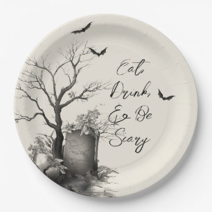 Gothic Black Cat Spooky Halloween Pappteller