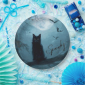 Gothic Black Cat Spooky Halloween Pappteller (Party)