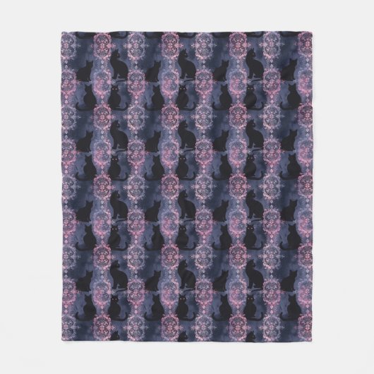 Gothic Black Cats Pattern Fleecedecke (Vorderseite)