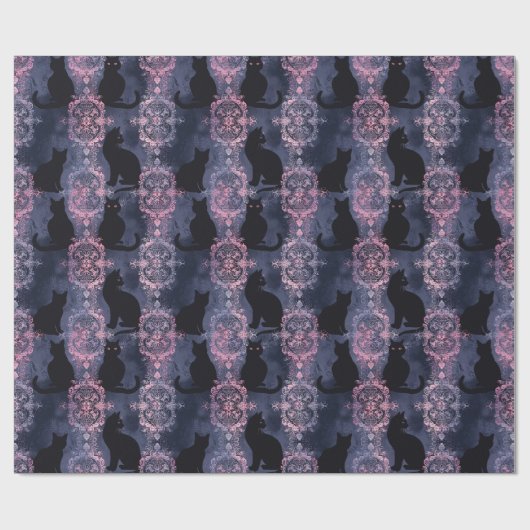 Gothic Black Cats Pattern Geschenkpapier (Flach)