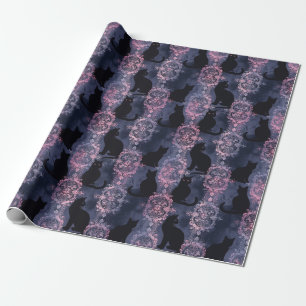 Gothic Black Cats Pattern Geschenkpapier