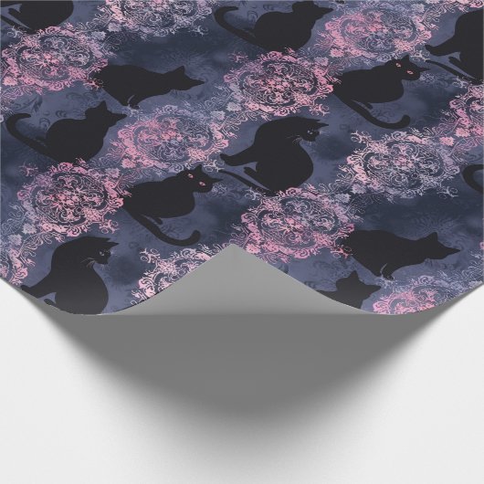 Gothic Black Cats Pattern Geschenkpapier (Ecke)