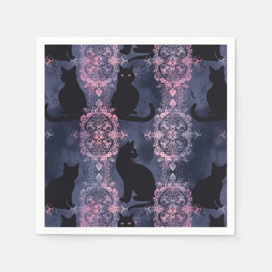 Gothic Black Cats Pattern Serviette (Vorderseite)