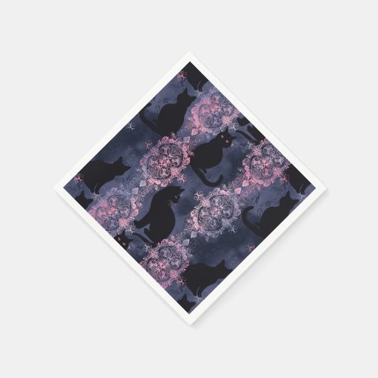Gothic Black Cats Pattern Serviette (Ecke)