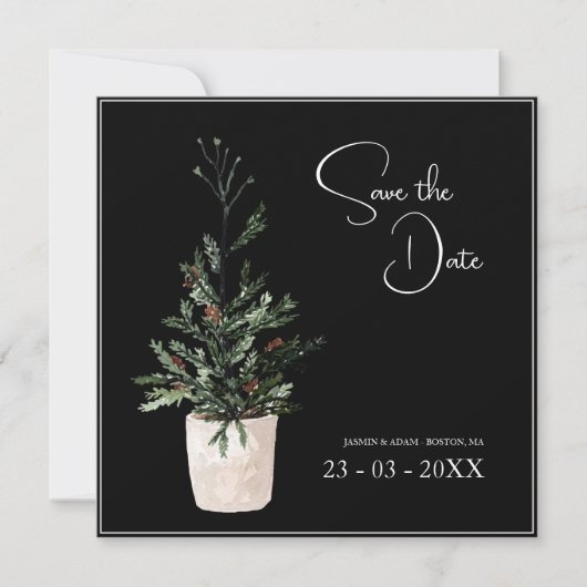 Gothic Black Christmas Tree Save The Date (Vorderseite)