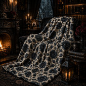 Gothic Black Climbing Rose Design Fleecedecke