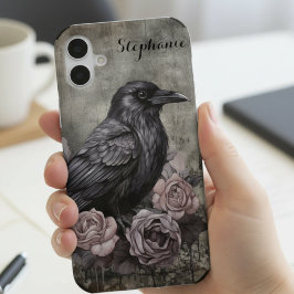Gothic Black Crow Dark Academia iPhone 16 Hülle