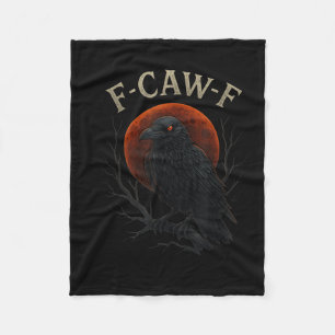 Gothic Black Crow F-caw-f Raven Funny Red Moon Sar Fleecedecke