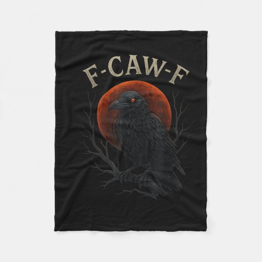 Gothic Black Crow F-caw-f Raven Funny Red Moon Sar Fleecedecke (Vorderseite)