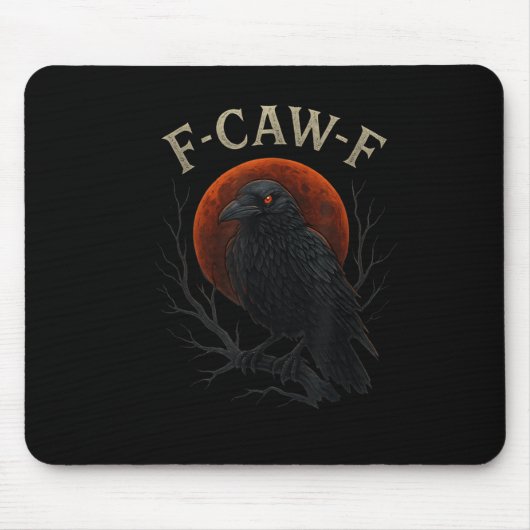 Gothic Black Crow F-caw-f Raven Funny Red Moon Sar Mousepad (Vorne)