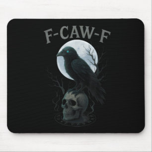 Gothic Black Crow F-caw-f Raven Skull Moon Hallowe Mousepad