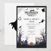 Gothic Black Crow Halloween Party  Einladung (Vorne/Hinten)
