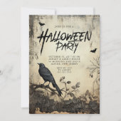 Gothic Black Crow Halloween-Party Einladung (Vorderseite)