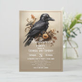 Gothic Black Crow-Halloween-Party Einladung (Stehend Vorderseite)