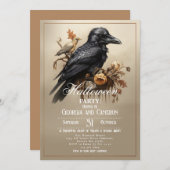 Gothic Black Crow-Halloween-Party Einladung (Vorne/Hinten)