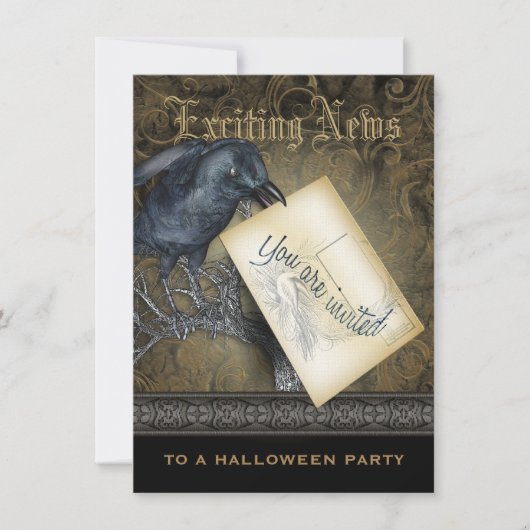 Gothic Black Crow Medium Einladung (Vorderseite)