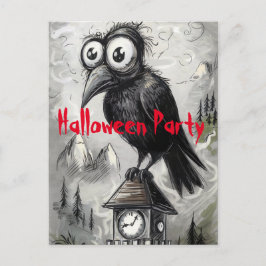 Gothic Black Crow Spooky-Halloween-Party Postkarte