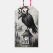 Gothic Black Crow & Tower Spooky Halloween Geschenkanhänger (Rückseite)