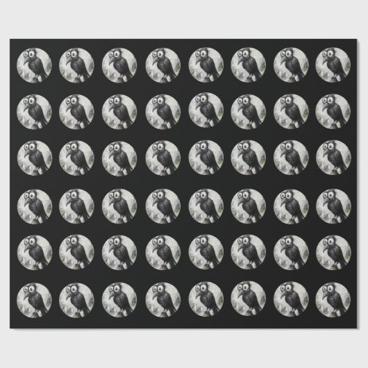 Gothic Black Crow & Tower Spooky Halloween Geschenkpapier (Flach)