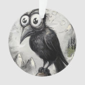 Gothic Black Crow & Tower Spooky Halloween Ornament (Vorderseite)