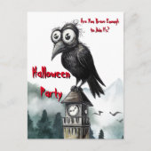 Gothic Black Crow & Tower Spooky Halloween-Party Postkarte (Vorderseite)