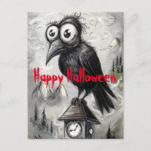 Gothic Black Crow & Tower Spooky Halloween-Party