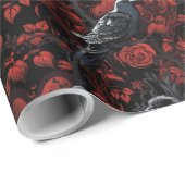Gothic Black Crows and Red Roses Geschenkpapier (Rolleneckpunkt)