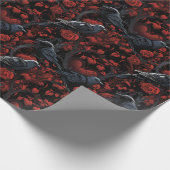 Gothic Black Crows and Red Roses  Geschenkpapier (Ecke)