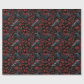 Gothic Black Crows und rote Rosen Geschenkpapier (Flach)