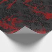 Gothic Black Damask Crimson Skelette Geschenkpapier (Ecke)