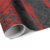 Gothic Black Damask Crimson Skelette Geschenkpapier (Rolleneckpunkt)