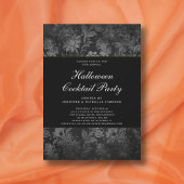 Gothic Black Damask Halloween Cocktail Party Einladung