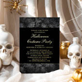 Gothic Black Damask Halloween Costume Gold Folieneinladung